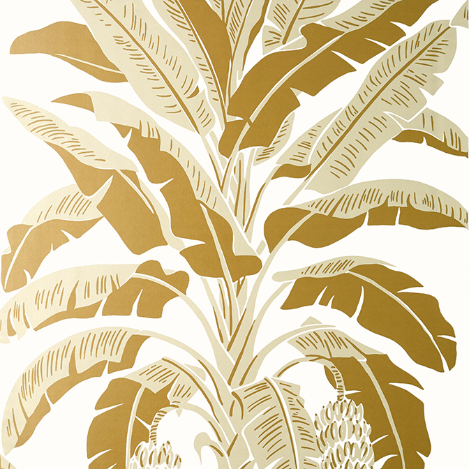 Thibaut Banana Tree Wallpaper in Metallic Gold